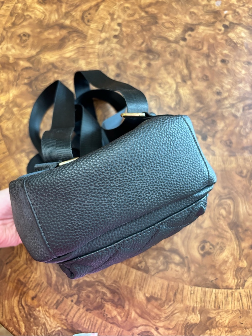 Olivia & Kate Black Mini Backpack Polka Dot Bow Gold Studded Minnie Mouse Ears - Picture 8 of 11